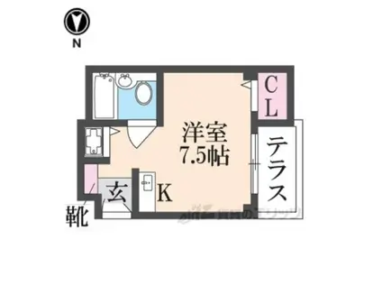 シティロイヤル富雄南(ワンルーム/1階)の間取り写真