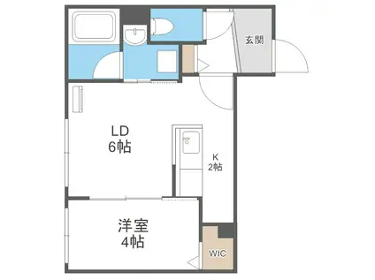 地下鉄南北線 南平岸駅 徒歩5分 4階建 築1年(1LDK/3階)の間取り写真