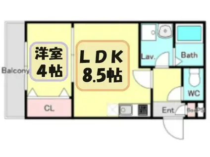 ジーメゾン岩槻モデラート(1LDK/2階)の間取り写真