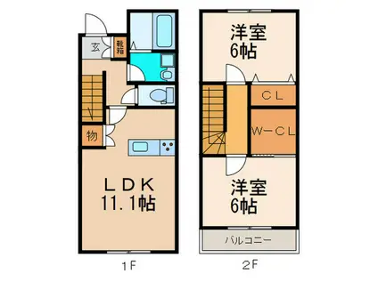 ソレイユ下原町II(2LDK/1階)の間取り写真