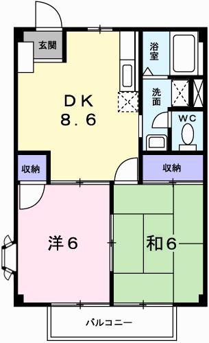 エスポワール三木(2DK/2階)の間取り写真