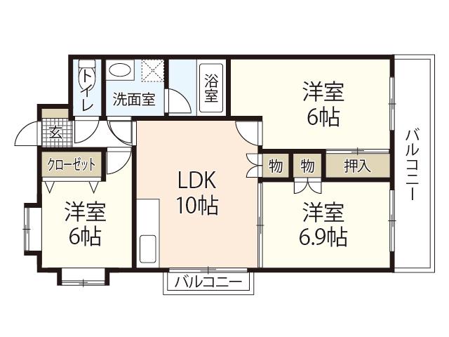 シャルマンヴィル新宮(3LDK/8階)の間取り写真