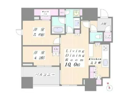 リビオレゾン新橋NEX リビオレゾン新橋ネックス(2LDK/11階)の間取り写真