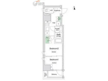 スタイリオ川崎(2K/2階)の間取り写真