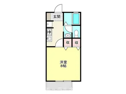 シャンテ・ラ・ヴィ北島 ウエスト(1K/2階)の間取り写真