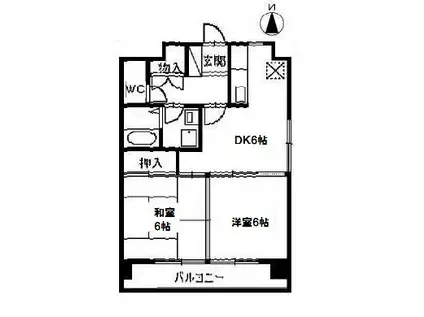 リバーエイト南分(2DK/3階)の間取り写真