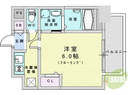 エスリードレジデンス大阪グランノースⅡ(1K/2階)の間取り写真