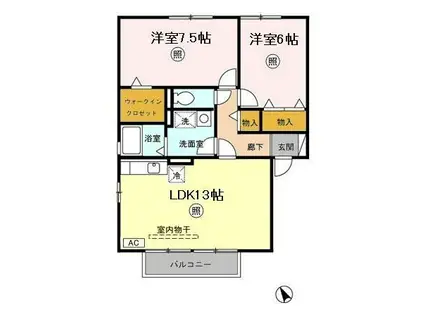 メゾングレースC(2LDK/2階)の間取り写真