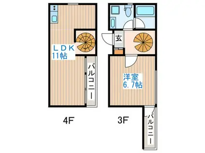DOMA SHINJYUKU(1LDK/3階)の間取り写真