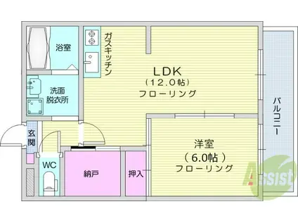 中田アヴェニュー2(1SLDK/3階)の間取り写真