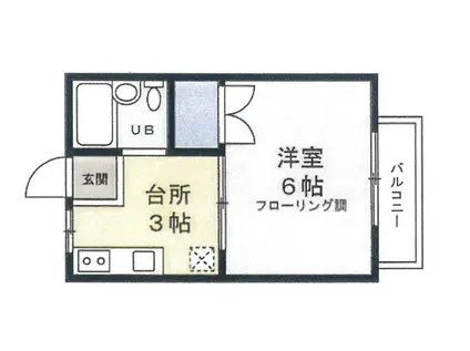 あかねハイツ(1K/2階)の間取り写真