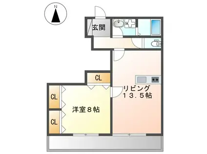 水切浅田ビル(1LDK/5階)の間取り写真