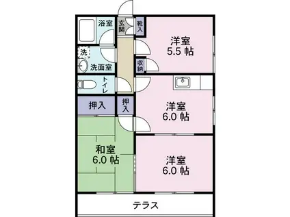 メゾンオルフェウス(3DK/1階)の間取り写真