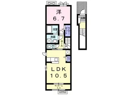 サンシャイン・ホップ II(1LDK/2階)の間取り写真