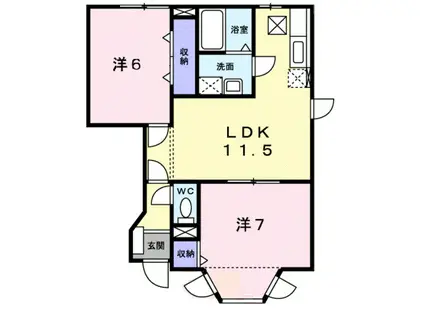 エクセルコートII(2LDK/1階)の間取り写真
