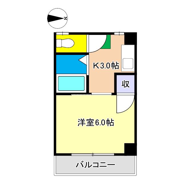 小倉ハイツ(1DK/3階)の間取り写真
