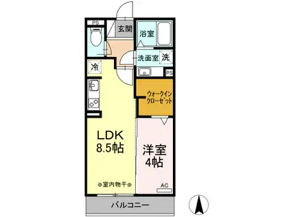 カーサ・マロニエ(1LDK/2階)の間取り写真