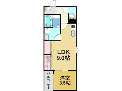 LECOCON四日市VII(1LDK/1階)の間取り写真