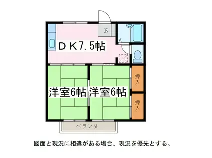 プレジールふじもり(2DK/1階)の間取り写真