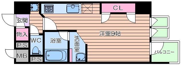 KDX堺筋本町レジデンス(ワンルーム/5階)の間取り写真