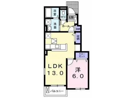 ミレニアムコート(1LDK/1階)の間取り写真