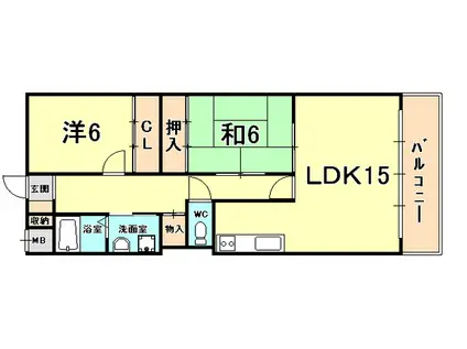 リップル(2LDK/3階)の間取り写真