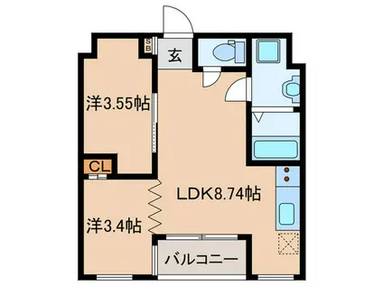 THE GRANDWIN(2LDK/3階)の間取り写真