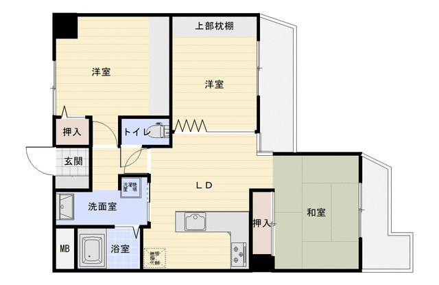 プレステージ姫路妻鹿(3DK/8階)の間取り写真
