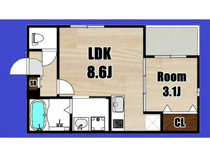 HT吉祥院西定成町(1LDK/2階)の間取り写真