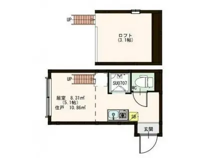 プログレッソ中野(ワンルーム/1階)の間取り写真