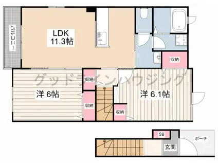エステート 社I(2LDK/2階)の間取り写真