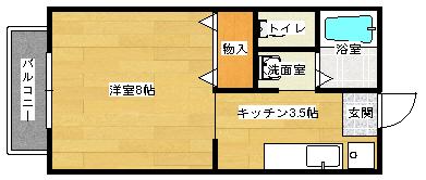 プリメーラいそあい(1K/1階)の間取り写真