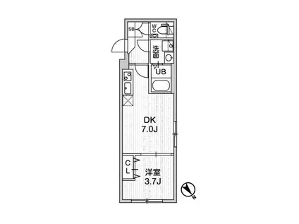 ウェルスクエアイズム武蔵小山III(1DK/2階)の間取り写真