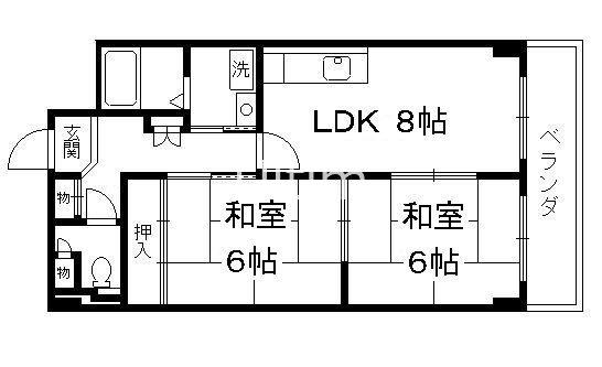 メゾンドセレサ(2LDK/2階)の間取り写真