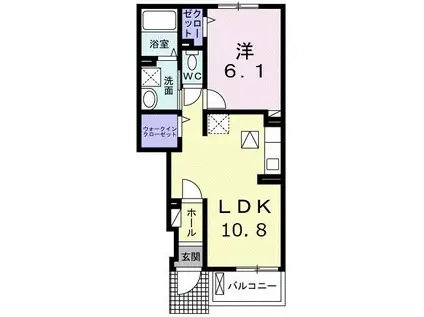 グレース ハイム(1LDK/1階)の間取り写真