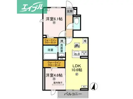 フォーゲルセレーノ A棟(2LDK/1階)の間取り写真