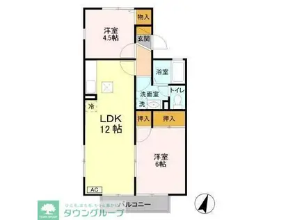 アリュールB(2LDK/1階)の間取り写真