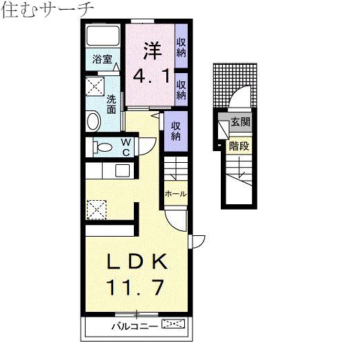 メゾン プロムナード(1LDK/2階)の間取り写真