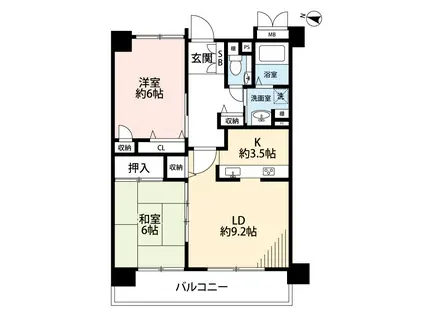 エルアージュ小石川A棟(2LDK/3階)の間取り写真