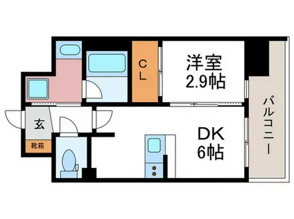 ゼフィランサス西大路(1DK/2階)の間取り写真