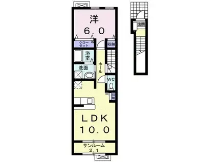サンフィオーレB(1LDK/2階)の間取り写真