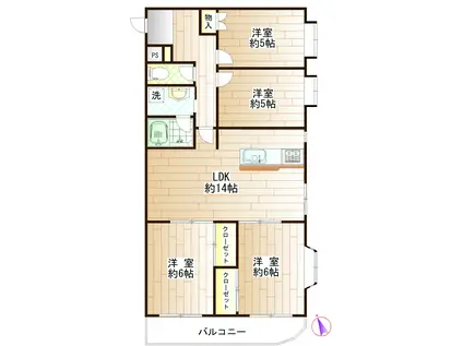 ハイツサングリーン(4LDK/3階)の間取り写真