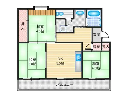 陽和台第4 第2号棟(3DK/4階)の間取り写真