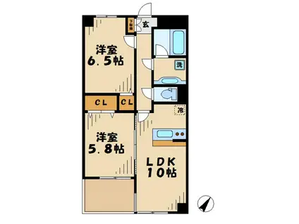 ブリランテ(2LDK/3階)の間取り写真