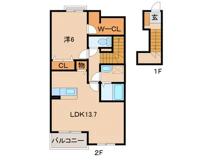 サンレミ・ブーケ・アイ(1LDK/2階)の間取り写真