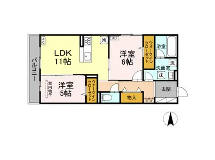 D-ROOM東深津(2LDK/1階)の間取り写真