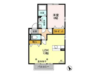 グランモアA(1LDK/2階)の間取り写真