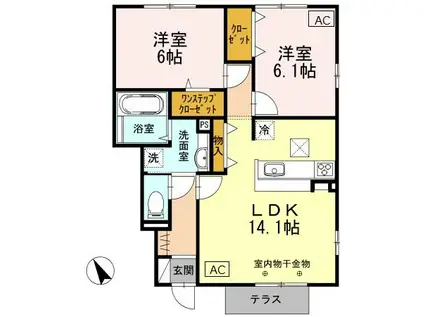 セーフティーコートI(2LDK/1階)の間取り写真