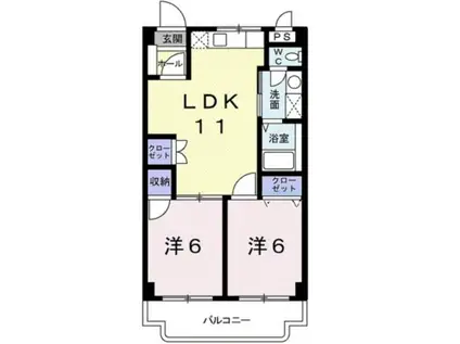 ハッピーマウンテン(2LDK/1階)の間取り写真