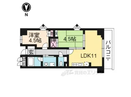 パインフィールド七条(2LDK/1階)の間取り写真
